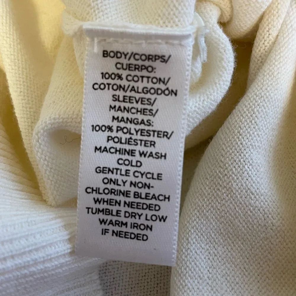 Loft Ivory Cotton Crewneck Sweater with Polyester Sleeves L - Picture 7 of 7